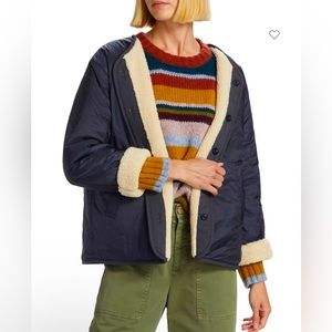 New VELVET by Graham and Spencer Marissa Puffer Navy Jacket w. Sherpa Size Large